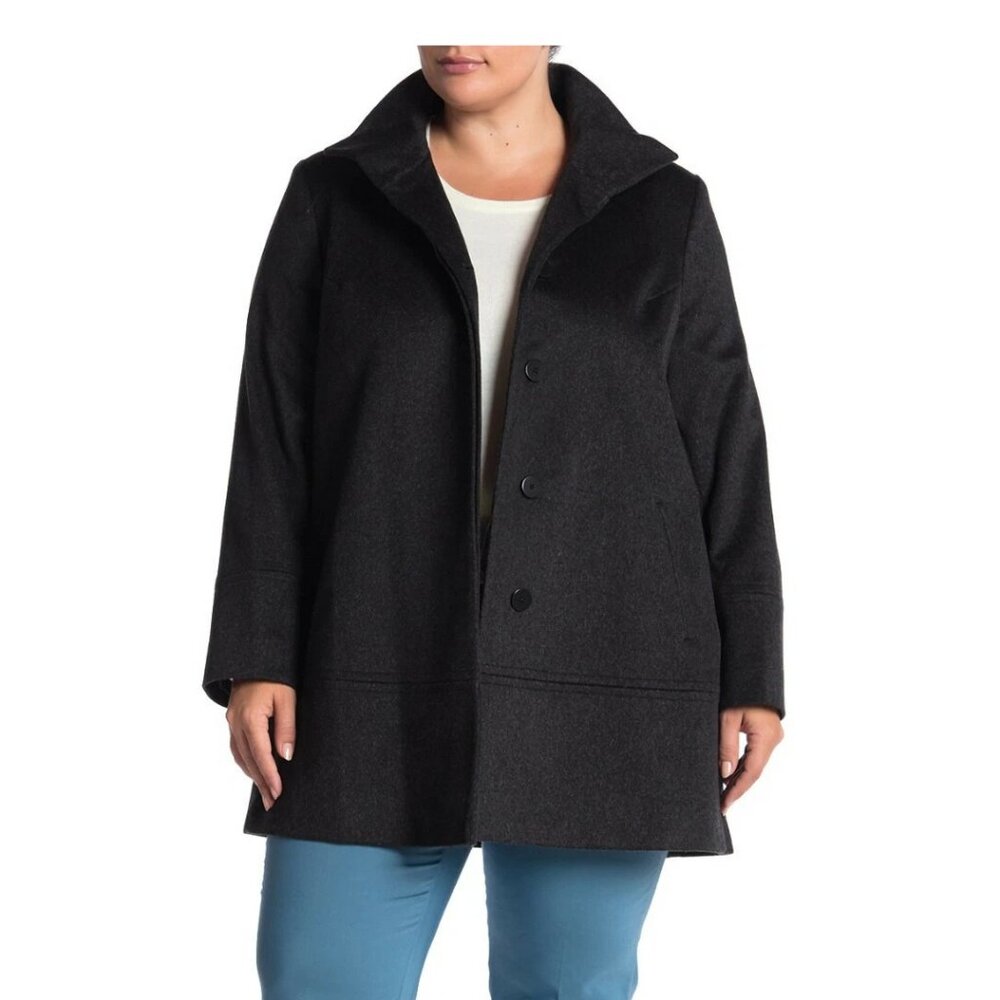 $1200 FLEURETTE Funnel Neck SOFT Wool Coat (Plus Size) OXFORD STYLISH 24